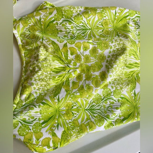 TOMMY HILFIGER swimsuit one piece bright green sz 10 EUC tropical floral bathing - Picture 15 of 16